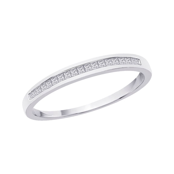 Princess Cut Diamond Wedding Band in 10K White Gold (1/10 cttw)
