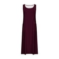 thumbnail image 5 of Giftesty Summer Dresses for Women Sleeveless Cotton and Linen Round Neck Solid Color Long Dress with Pocket, 5 of 5