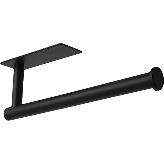 Paper Towel Holder - Under Cabinet Paper Towel Holder for Kitchen, Adhesive Paper Towel Roll Rack for Bathroom Towel, Wall Mounted Matte Black Paper Towel Rack, SUS304 Stainless Steel