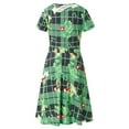 thumbnail image 3 of Pompotops Robe d'Été à Manches Courtes Col en V Vintage Cadeau de Noël à Carreaux pour Femmes, 3 of 5