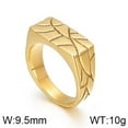 thumbnail image 2 of HIJONES Men's Rectangle Irregular Crack Ring Stainless Steel Hip Hop Stone Cracks Wide Ring Band Finger Jewelry Gold Size 6, 2 of 4