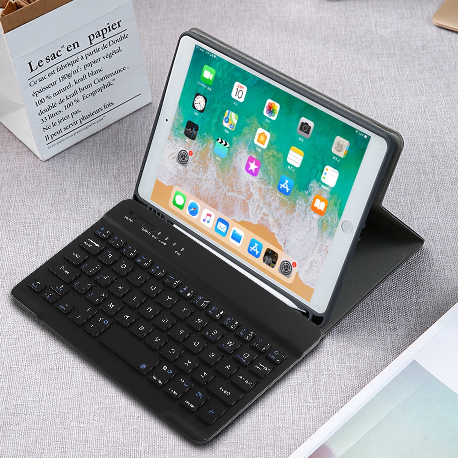 PloutoRich Wireless Keyboard, 7/8 inch Bluetooth Keyboard, Ultra-Thin Rechargeable Keyboard for Laptop Mobile Phone Tablet,Three-system Universal