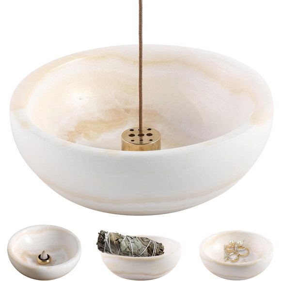 Koville Turkish Natural Marble Incense Holder, Incense Holders for Sticks, Sturdy Incense Burner Ash Catcher, Ideal for Meditation, Relaxing, Easy to Clean