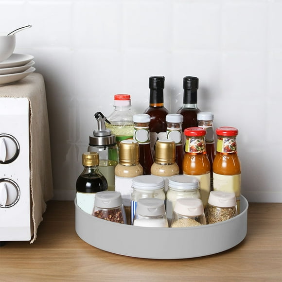 Fiudx Rotating Kitchen Shelf Storage Tray, 360-Degree Turntable Organizer for Spices & Utensils, White, Blue, or Gray Plastic, 9.92-Inch Diameter, 1-Pack