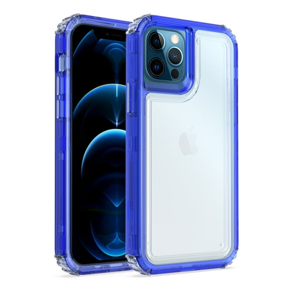 For Apple iPhone 13 Pro (6.1") Heavy Duty Rugged 3 in 1 Hybrid Shockproof Full Body Bumper [Military Grade] Transparent Protective Cover ,Xpm Phone Case [Blue]