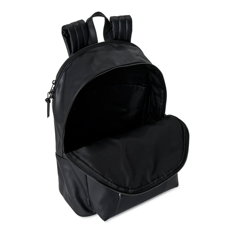 No Boundaries Women's Dome Zip Backpack, Black Faux Leather No Boundaries Women's Dome Zip Backpack, Black Faux Leather