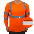 thumbnail image 4 of NY Hi-Viz Workwear Class 3 High Vis Reflective Long Sleeve ANSI Safety Shirt - Orange / Extra Large, 4 of 7