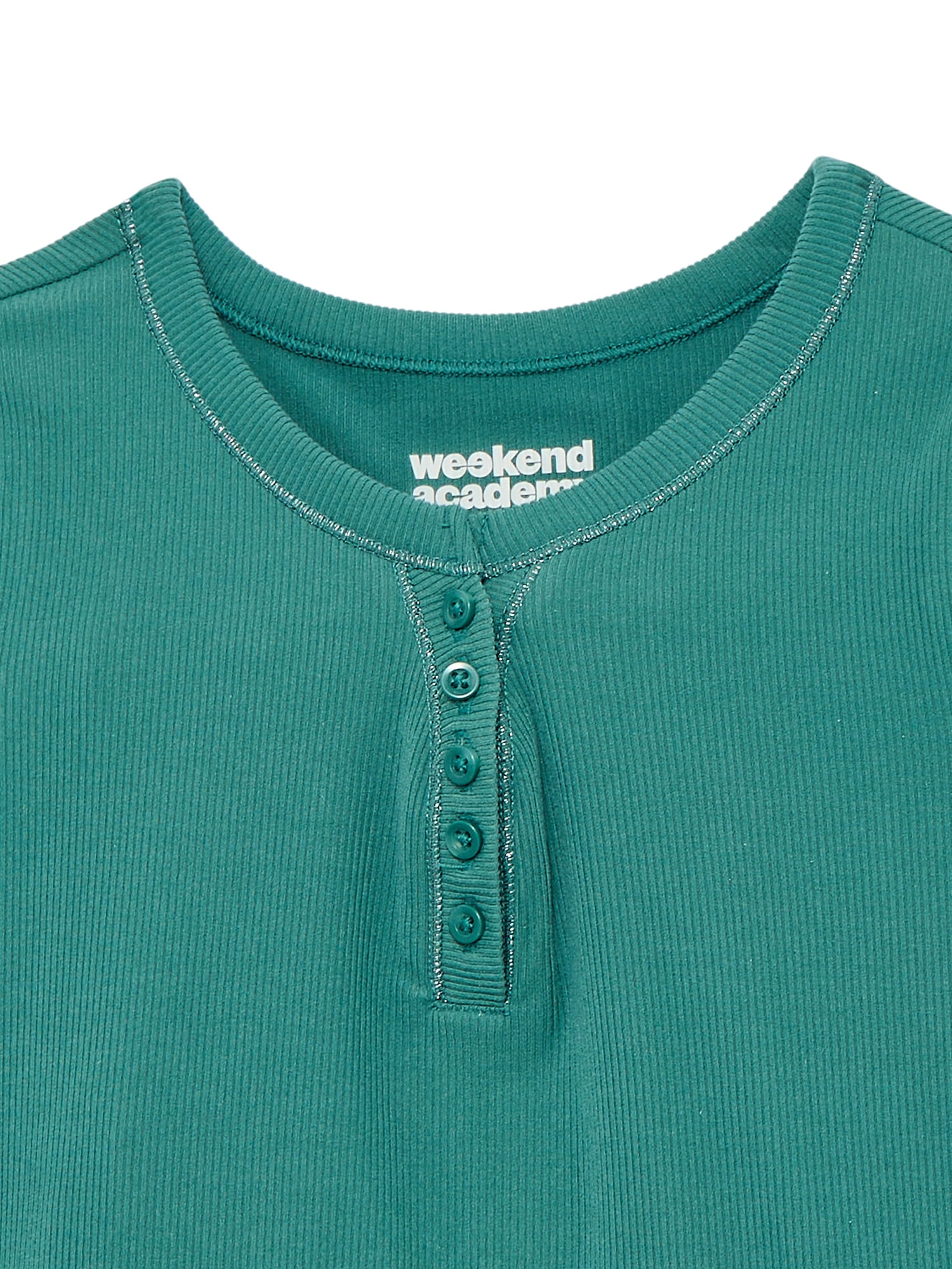 Weekend Academy Girls Henley Tee with Long Sleeves, Sizes 4-18