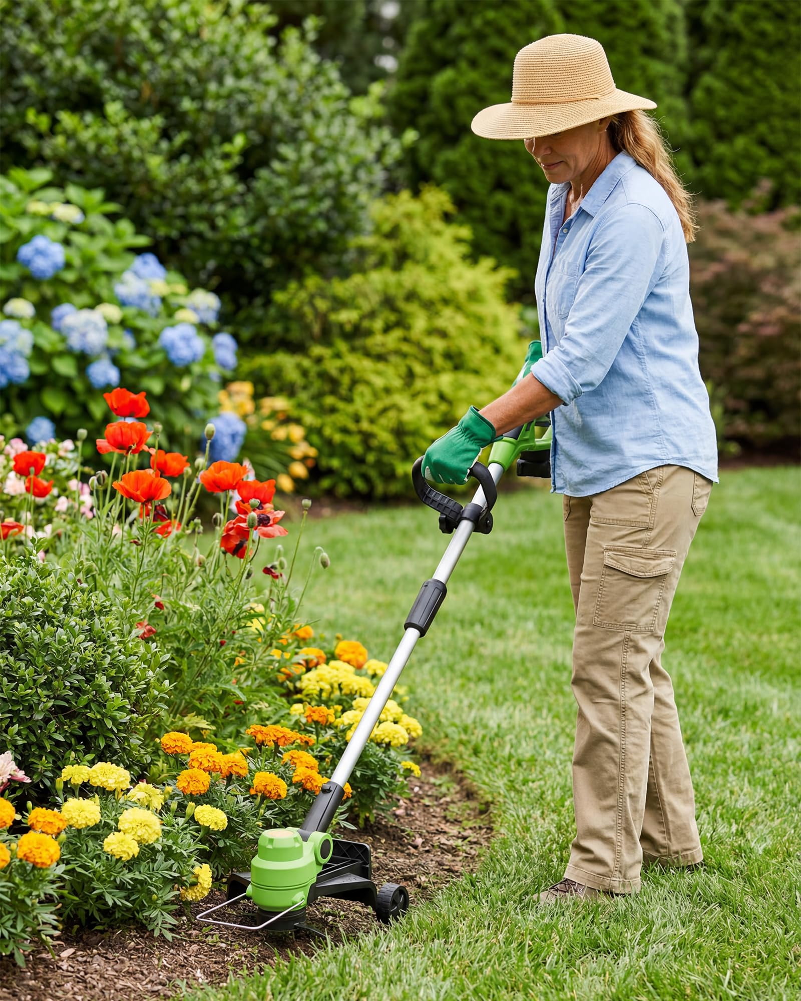 Towallmark 20V Cordless String Trimmer & Edger Combo - 2-in-1 Wireless Grass Trimmer with 12" Cutting Width, 2.0Ah Battery & Fast Charger, Lightweight Design for Lawn Care, Edging & Trimming