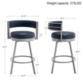 thumbnail image 3 of Zesthouse 26.6″ Swivel Bar Stools Set of 2, Faux Leather Upholstered Counter Height Chairs with Barrel Back & Matte Gray Metal Legs, Modern Barstools for Kitchen Island, Navy Blue, 3 of 10