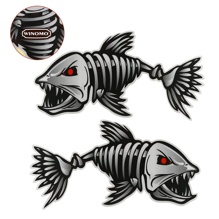 WINOMO 2PCS Skeleton Fish Bones Vinyl Decals Stickers Kayak