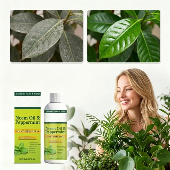 VAIFTILNO Leaf Shine & Plant Wash, 3.4fl oz Green Plant Leaf Cleaner, Neem Oil Spray and Botanical Cleaner for Indoor Plants