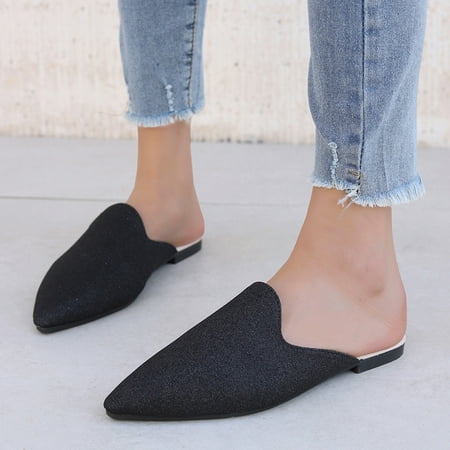 

PEASKJP Flats Shoes for Women Womens Single Round Head Soft Bottom Casual Anti-Slip Shoes Walking Shoes Women Black 7