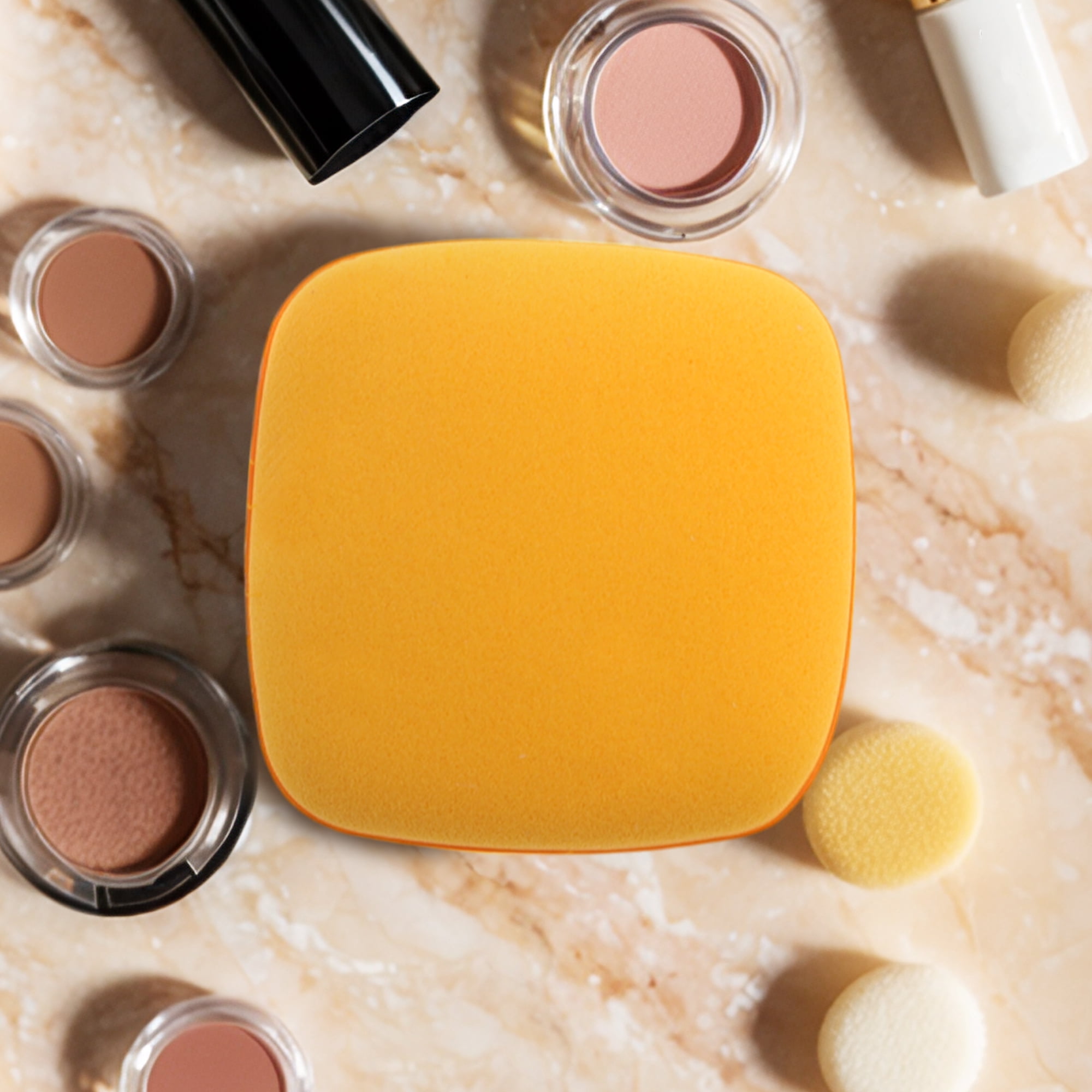 Unique Bargains 5 Pcs Square Face Makeup Sponge for Travel Yellow