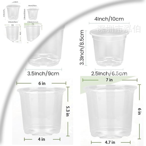 1 Pcs Clear Pot with Drainage, 4 Inch Clear Pot with Drainage Hole & Tags, Transparent Pot for Flowers Succulents Vegetables