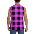 thumbnail image 4 of Fotbe Men's Purple Black Buffalo Plaid Print Men's Sleeveless Muscle Tank Tops Casual T-Shirts for Gym Workout Beach-X-Large, 4 of 8