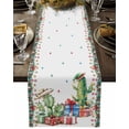 thumbnail image 5 of Christmas Cactus Stars Table Runner 13x72in Non-Slip Cotton Linen Table Runners, Green and White Dresser Scarves TableRunner for Dinner Kitchen Dining Wedding Party, 5 of 9