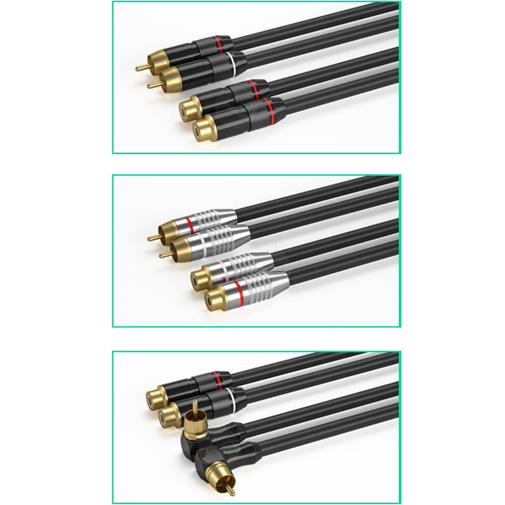 2RCA to 2RCA Cable Gold Plate Heavy Duty 2RCA Male to 2RCA Female Stereo Sound Extension Cable for Car Speakers
