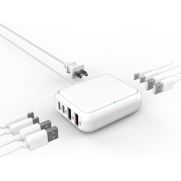 8-Port USB C Charger Station, Multi-Device Fast Charging Hub with USB C & USB A Ports, Portable Travel Charger for iPhone, iPad, Samsung, and More