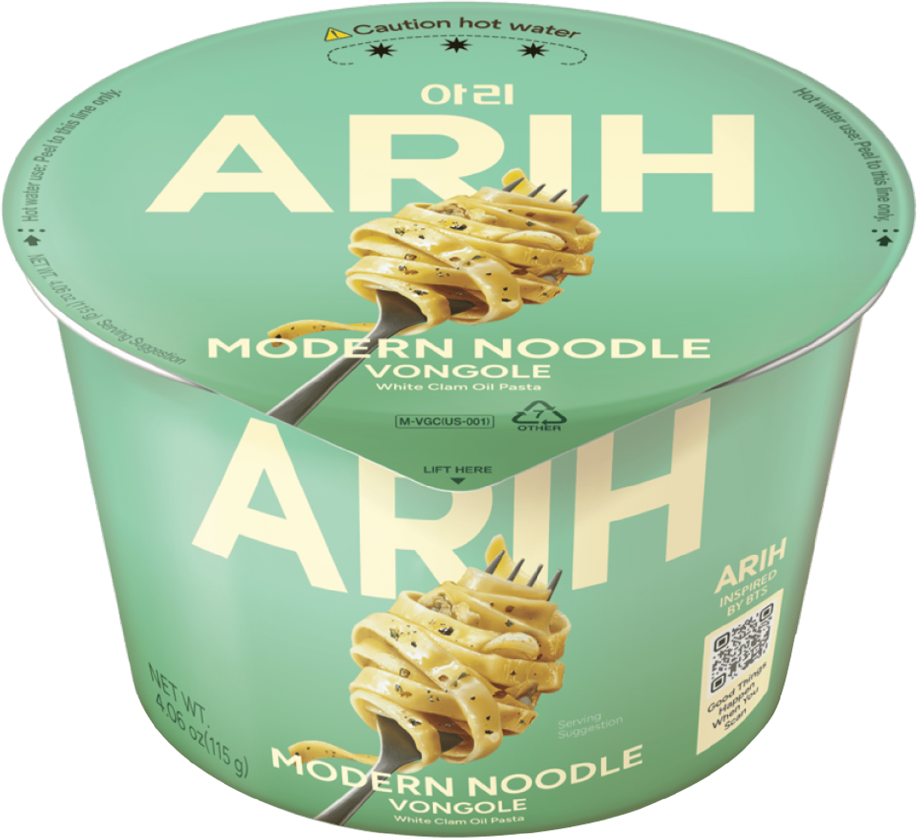 (6 pack) ARIH Modern Noodles, Western-Korean Fusion Soup-Less Noodles, Vongole, Bowl