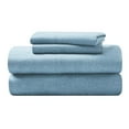 thumbnail image 2 of BNM Melange Soft Flannel Cotton Sheet Set, Full, Blue, 2 of 11