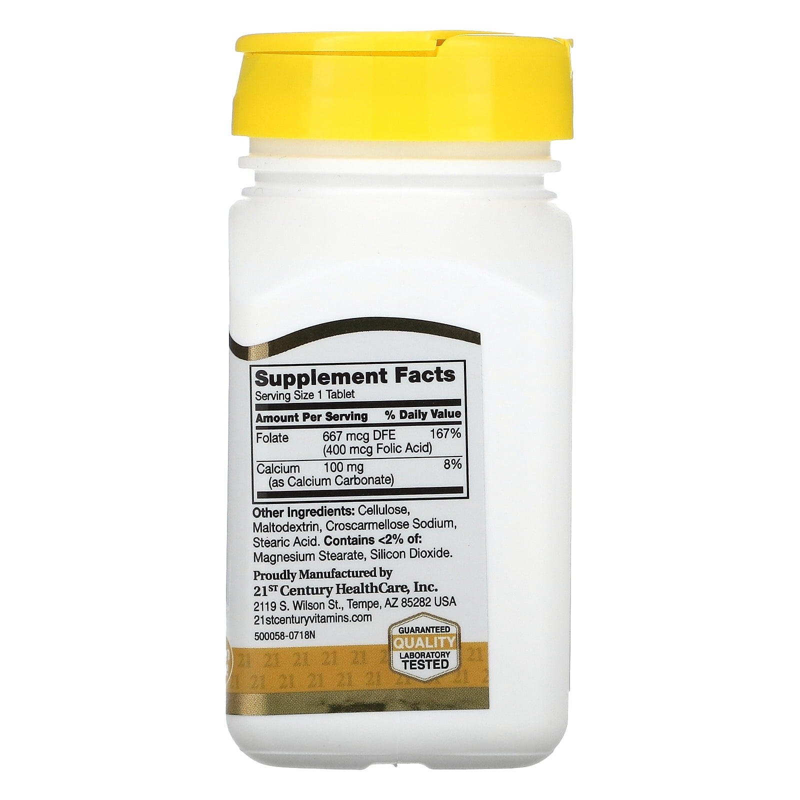 21st Century Folic Acid, 400 mcg, 250 Easy to Swallow Tablets