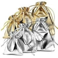 thumbnail image 2 of 25pcs 7x9/9x12/10x15cm Fabric Packing Gift Bags Gold Color Jewelry Packaging Bag Wedding Party Present Drawstring Pouch, 2 of 7