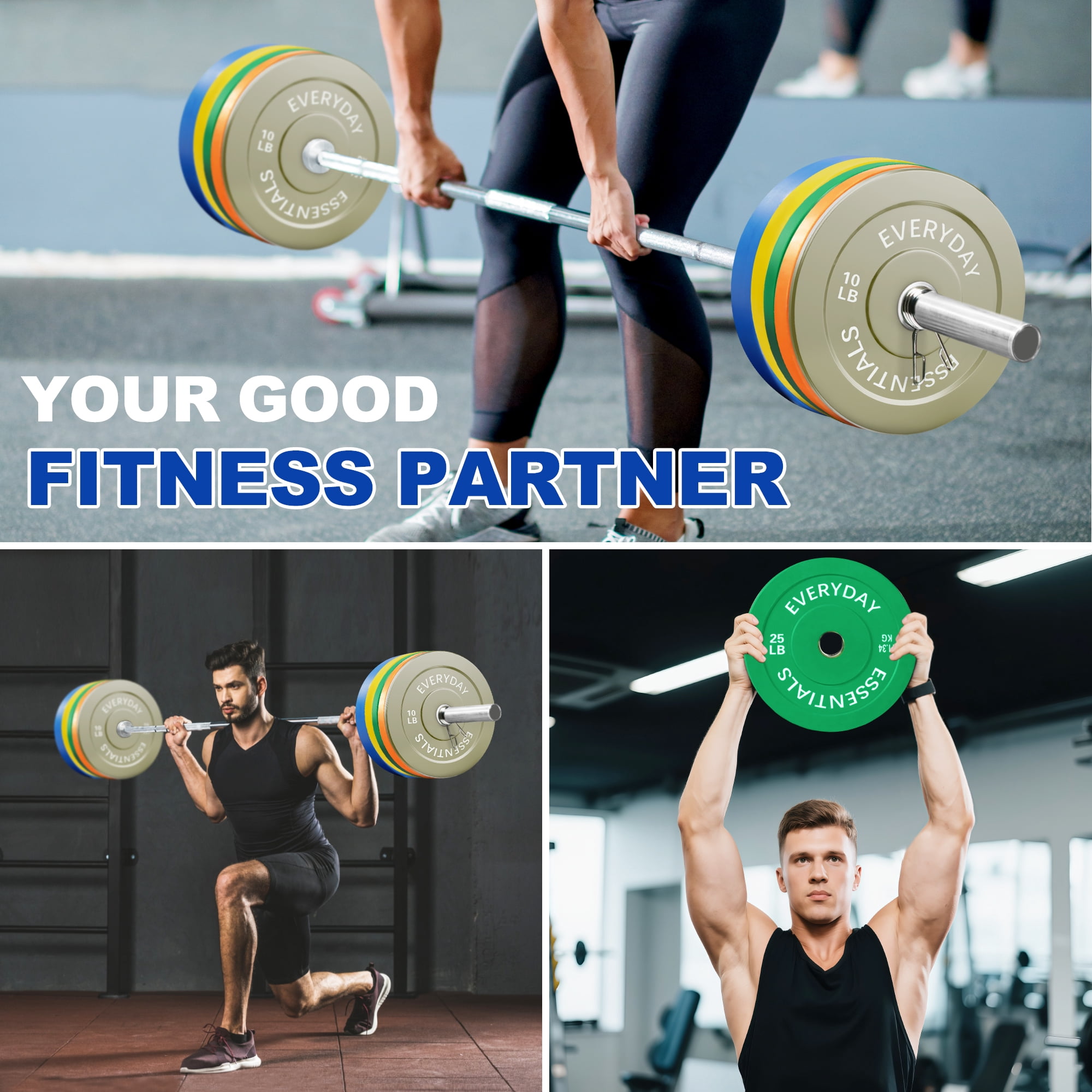 BalanceFrom 2" Olympic Bumper Plate Weight Plate Set with 7FT Barbell