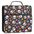 thumbnail image 6 of 3 Ring Zipper Binder with Shoulder Strap Waterproof Trapper Keeper 2 Inch D-Ring 500 Sheets Capacity Skulls and Flower, 6 of 8