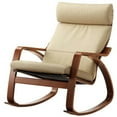 thumbnail image 1 of Ikea Poang Rocking Chair Medium Brown with Robust Off-white Leather Cushion, 23838.2226.1610, 1 of 1
