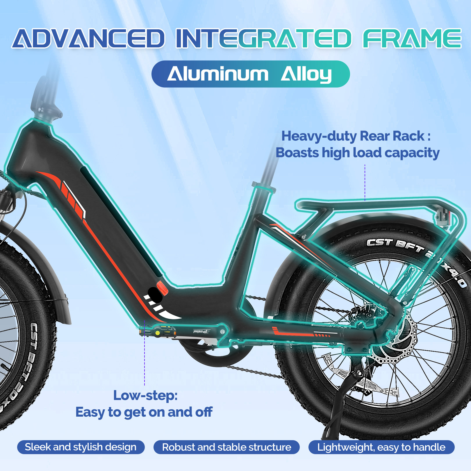Elifine 500W Peak 1025W Electric Bike for Adults 20"x4" Fat Tire Shimano 7 Speed Ebike UL2849 Red