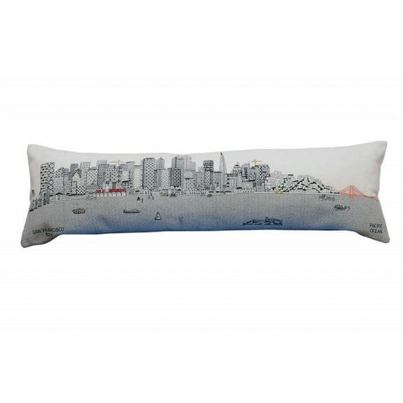 45" White San Francisco Daylight Skyline Lumbar Decorative Pillow