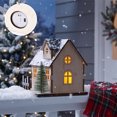 thumbnail image 5 of DIY Christmas House Kit, Lighted Wooden Village Decor, 4.72 Inch Snowy Cottage Model with Glowing Windows Layered Roof Details and A Small Fence, Wooden Craft Pieces with LED Light, 5 of 5