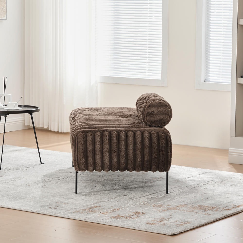 Kadyn 49.6" Small Loveseat with 4-Seater Small Sofa End of Bed Bench Window Ottoman Footrest and Adjustable Back, Loveseat Sofa for Living Room, Bedroom, Hallway, Small Space, Brown