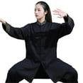 thumbnail image 5 of Cotton Linen Tai Chi Uniform Color-Blocked Martial Arts Training Performance Outfit For Spring/Autumn, 5 of 6