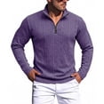 thumbnail image 1 of SBYOJLPB Men's Fashionable Solid Color Long Sleeved Stand Up Collar Half Zipper Breathable Pullover Top, 1 of 5