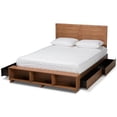 thumbnail image 2 of Bowery Hill Brown Wood Queen Size 4-Drawer Platform Storage Bed with Shelves, 2 of 13