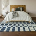 thumbnail image 3 of HomeRoots 669292 8 x 10 ft. Navy Blue & Ivory Geometric Transitional Washable Machine Made Rectangle Area Rug with UV Protection, 3 of 7
