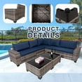 thumbnail image 2 of Patio Furniture Set, 7 Pieces Outdoor Patio Furniture with 2 Dining Table & Chair, All Weather Wicker Conversation Set, Gray Rattan & Navy Cushion, 2 of 6