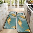 thumbnail image 4 of Kitchen Rugs Sets Of 2,Teal Gold Wave Marble Pattern Anti Fatigue Kitchen Mat Rugs Non Slip Washable,Decorative Kitchen Floor Mats for Kitchen,Sink,Laundry,17"x47"+17"x47", 4 of 5