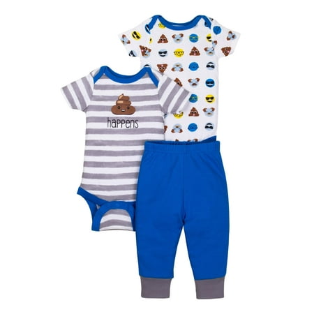 Bra Boy Short Set - Newborn Baby Boy Short Sleeve Bodysuits & Pants, 3pc Outfit Set