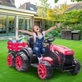 thumbnail image 6 of Eastvita 12V Ride on Car Ride on Toys Tractor w/Trailer Dual Motors Remote 6 Wheels Safety Belt LED Music, 6 of 7