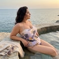 thumbnail image 2 of Agnes Orinda Women's Plus Size One-Piece Swimsuit Adjustable Spaghetti Straps Floral Tropical Pattern Swimwear Beach Bathing Suits  3X Light Purple, 2 of 9