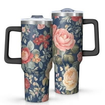 OBREWU Pioneer Flower Tumbler with Handle and Lid,Pioneer Flower 40oz Double Wall Vacuum Insulated Tumbler,Cups Gift for Women and Men