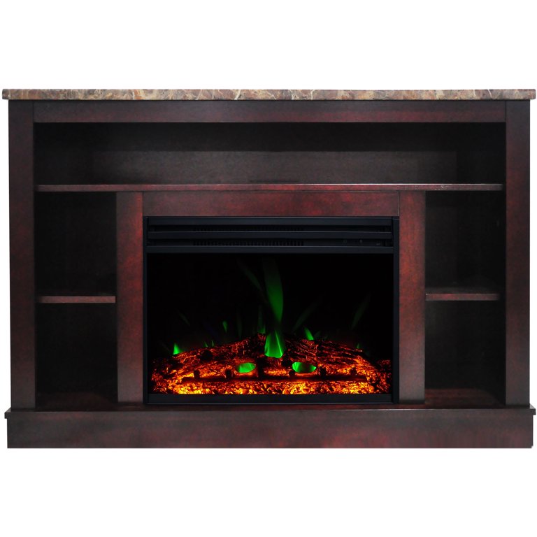 Cambridge Seville 47'' Freestanding Electric Fireplace with Remote|  Multi-Color Flame| Log Insert | Mahogany Mantel | For Rooms up to 210  Sq.Ft. | Adjustable Heat Settings | Timer - Walmart.com