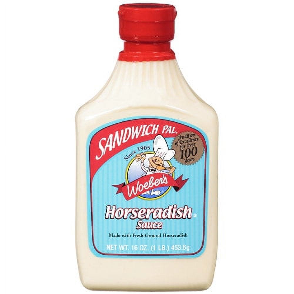 (4 pack) Woeber's Sandwich Pal Horseradish Sauce, 16 oz Squeeze Bottle