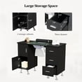thumbnail image 5 of Manicure Table Nail Desk for Nail Tech w/Glass Top & Wrist Rest, Beauty Salon Nail Supplies Decor Workstation Acetone Resistant w/2 Side Cabinet+3 Drawers, Black, 5 of 14
