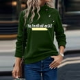 thumbnail image 2 of Savings Women's Long Sleeve Crewneck Letter Printed Side Buttons Tunic Shirts Trendy Casual Pullover Sweatshirts Green,M, 2 of 6