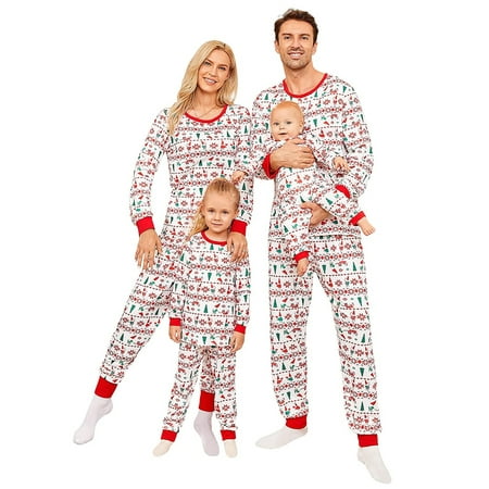 

JYYYBF Christmas Family Matching Pajamas Suits Christmas Trees Printed Matching Top and Bottom Sleepwear Sets for Adult Kids Baby White