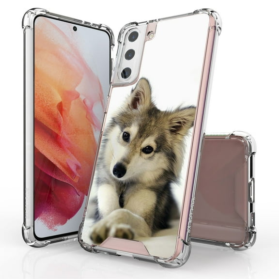 ANJ  Hybrid Slim Hard Back Cover Case Flexible Bumper for Samsung Galaxy S21 Plus - Cute Puppy